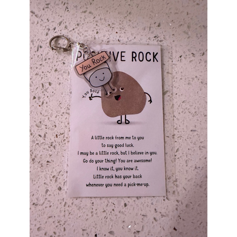 Positive Rock Keychain Motivational Gift Card Pocket Hug Encouragement Charm